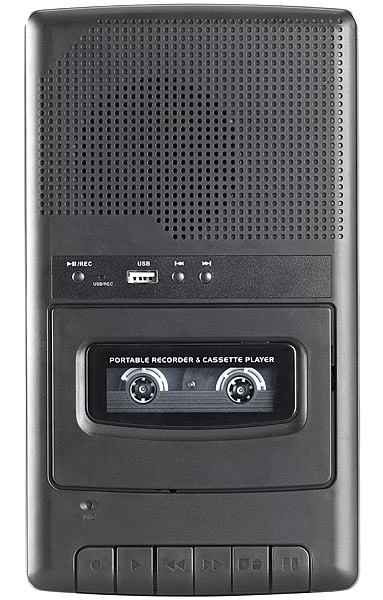 Lecteur de cassette mobile & numériseur USB avec haut-parleur, prise casque  et microphone