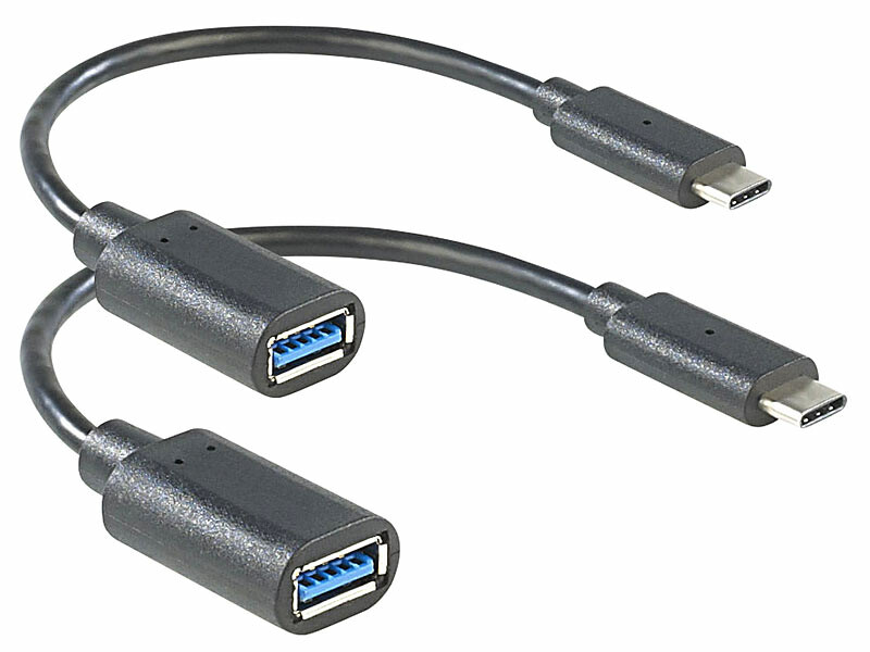 2 câbles USB 3.0 femelle vers USB-C mâle – 15 cm