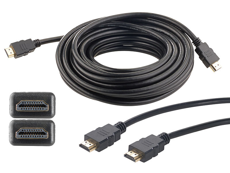 Shot - Pack HDMI pour PC YONIS (Cable HDMI 5m + Adaptateur Double HDMI)  Gold 3D FULL HD 4K (NOIR) - Chargeur secteur téléphone - Rue du Commerce